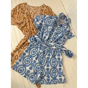 NWT Cupshe Rompers Plunging Neck Loose Leg & Belted Ornate Print Bundle Size S